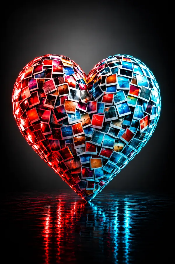 Un corazón formado por cientos de fotos pequeñas