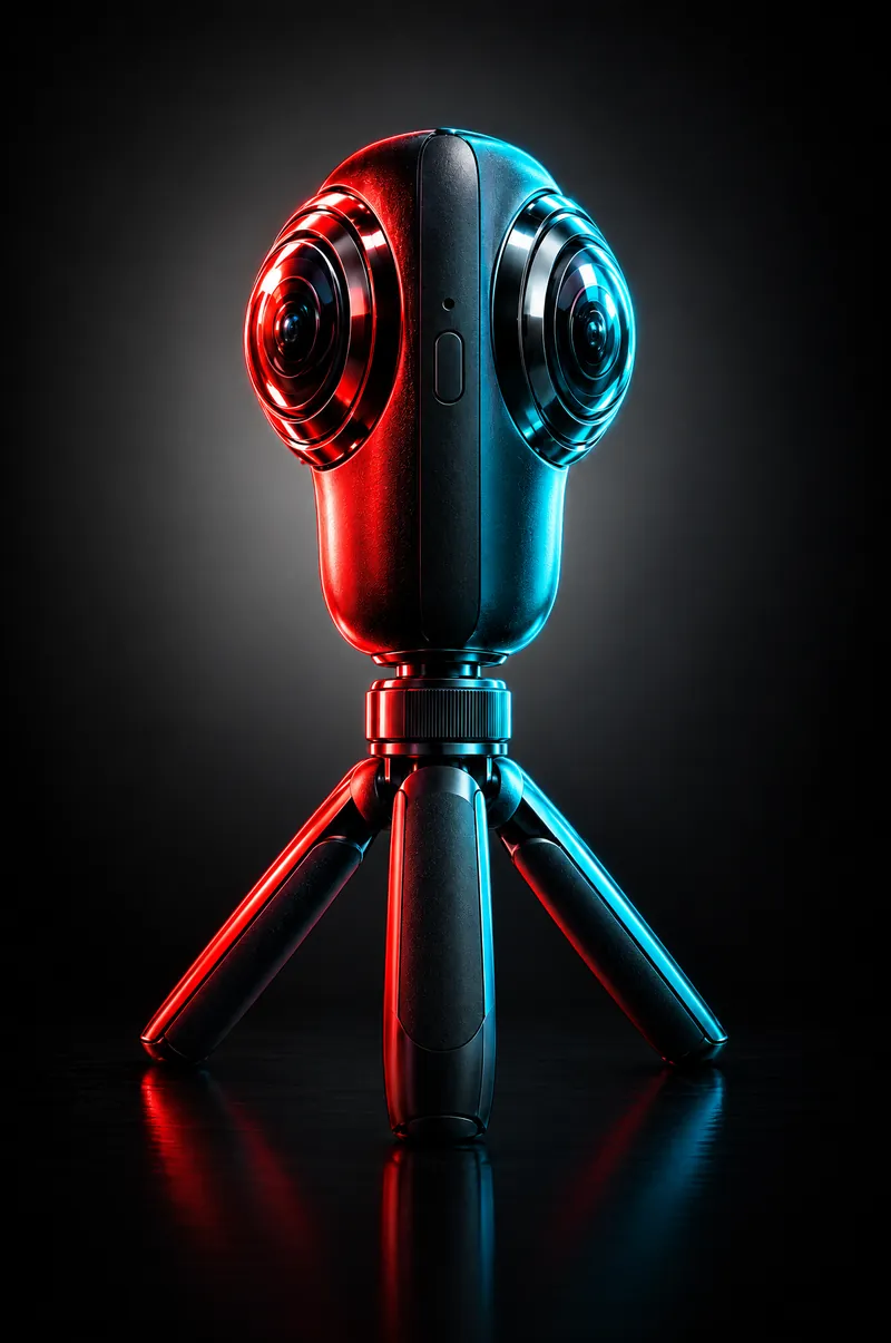 Una cámara de 360 grados sobre un trípode